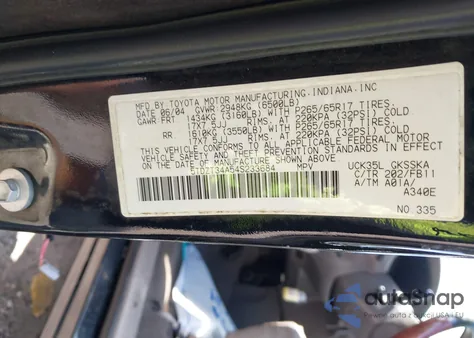 2004 Toyota Sequoia Sr5 V8 z USA, uszkodzony, nr VIN 5TDZT34A54S233684